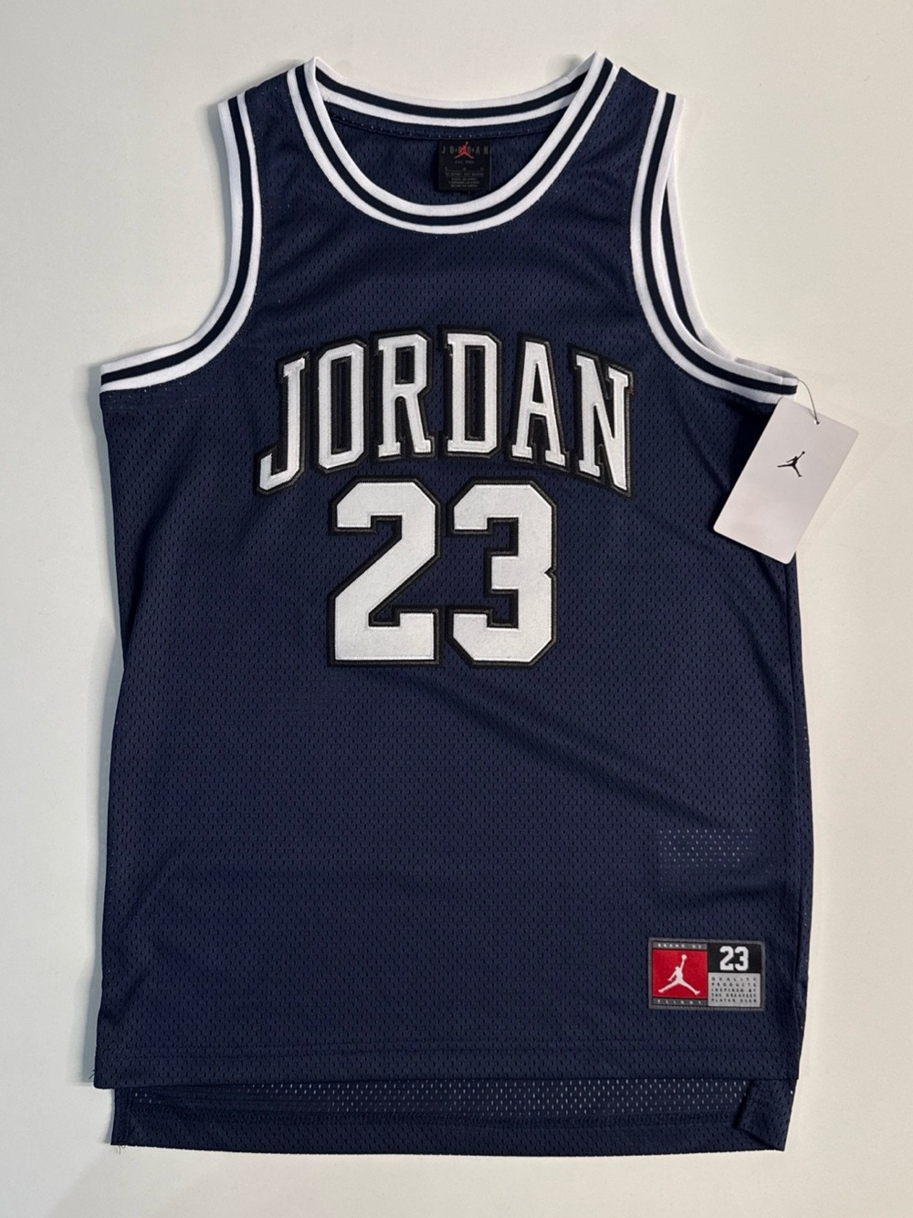 NEW Jordan 23 Tank Top Boys Size L Midnight Navy Jersey Mesh Basketball Youth